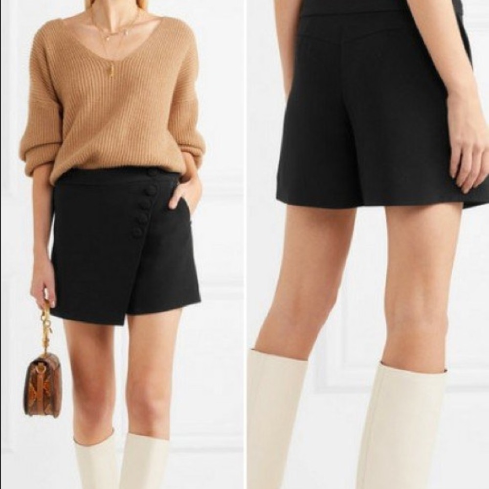 Chloe Asymmetric Cady Skort Shorts size 38 in black